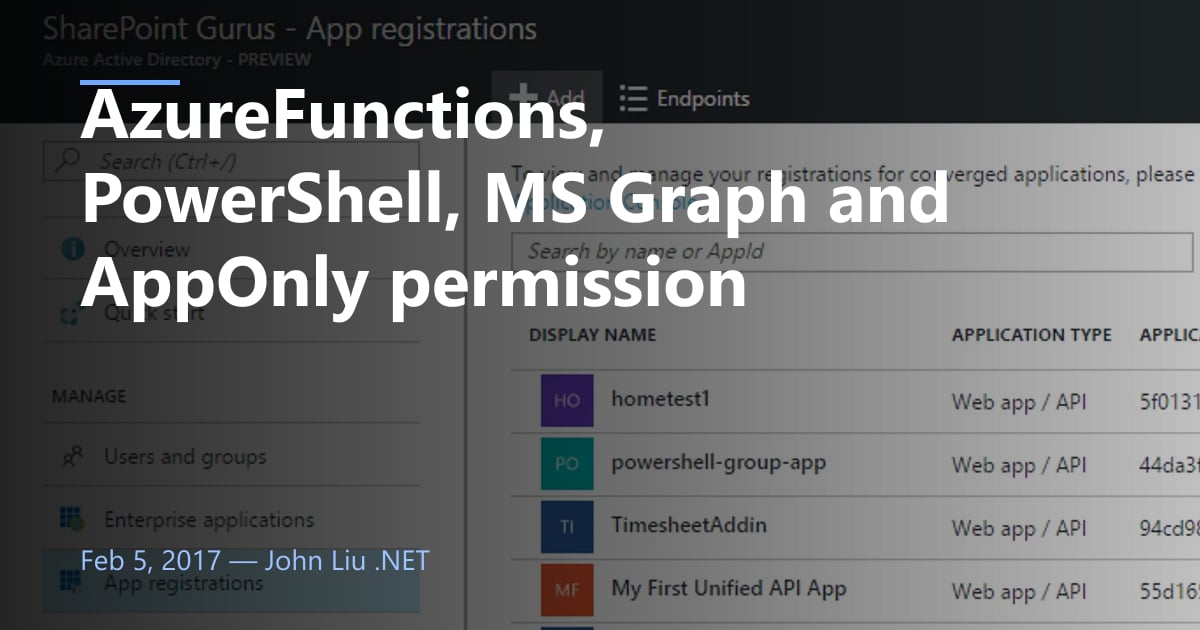 AzureFunctions, PowerShell, MS Graph and AppOnly permission