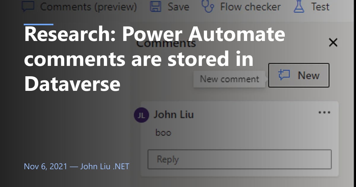 Research: Power Automate comments are stored in Dataverse
