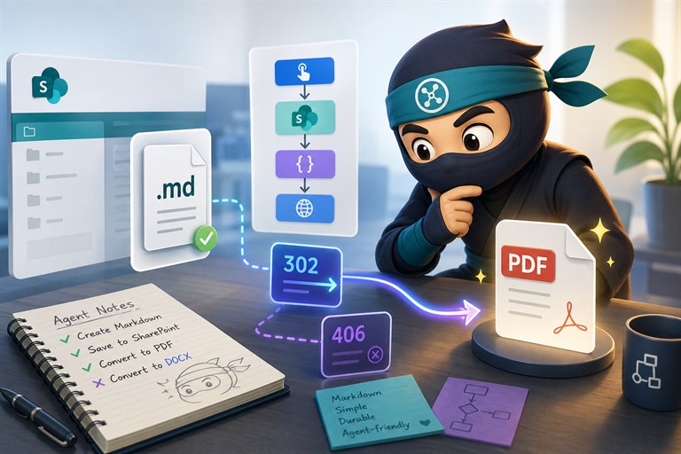 SharePoint Markdown to PDF: a limit test with Agents and Flow Studio MCP